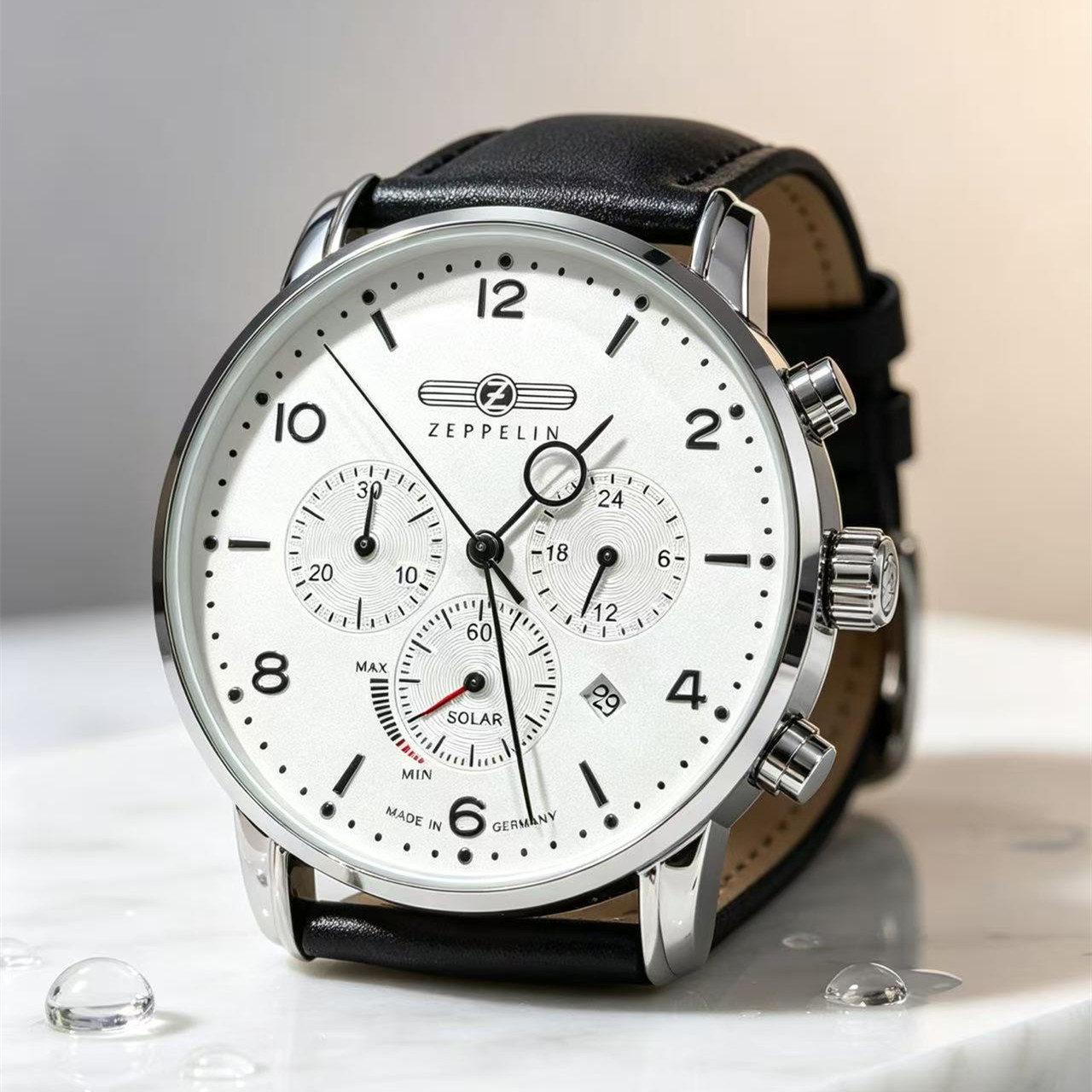 Leather Watch Band Men - Reloj Zeppelin Airship con fecha automática