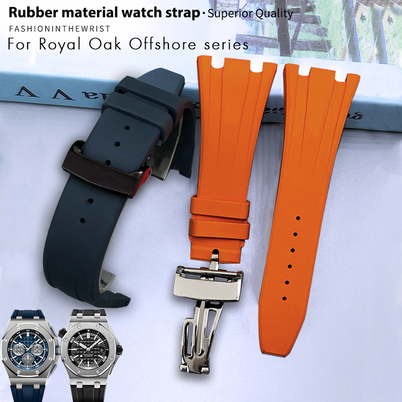 Audemars Piguet Watch Royal Oak Offshore - Correa de reloj Fluororubber, hebilla plegable