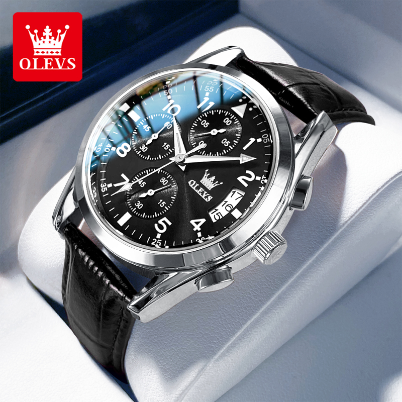 OLEVS reloj de cuarzo para hom - Leather Watch Band Men reseña y precio