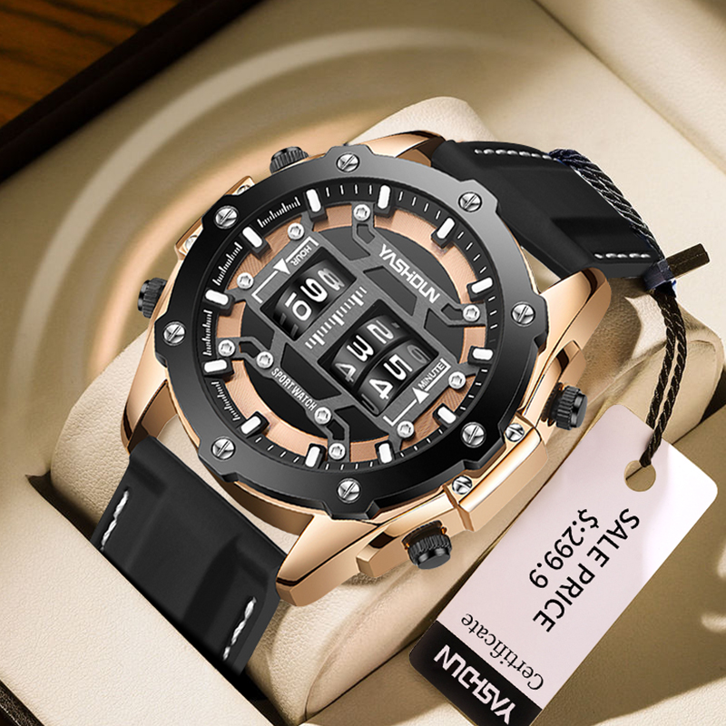 Reloj creativo de cuarzo digit - Leather Watch Band Men reseña y precio