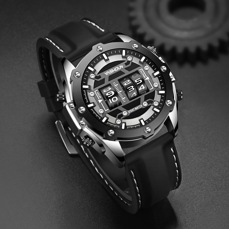 Reloj creativo de cuarzo digit - Leather Watch Band Men reseña y precio