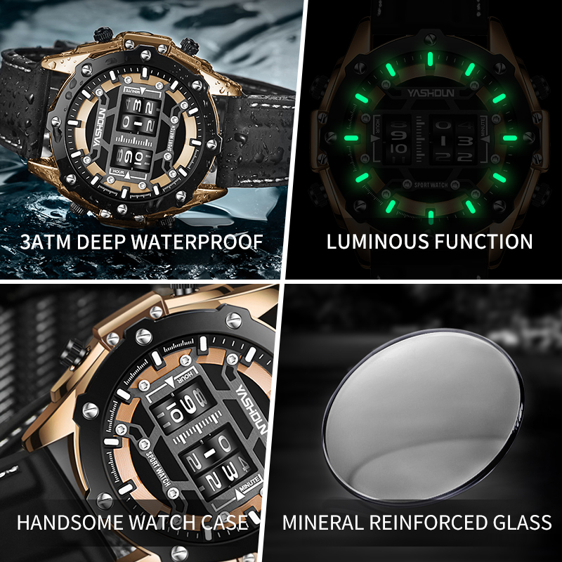 Reloj creativo de cuarzo digit - Leather Watch Band Men reseña y precio