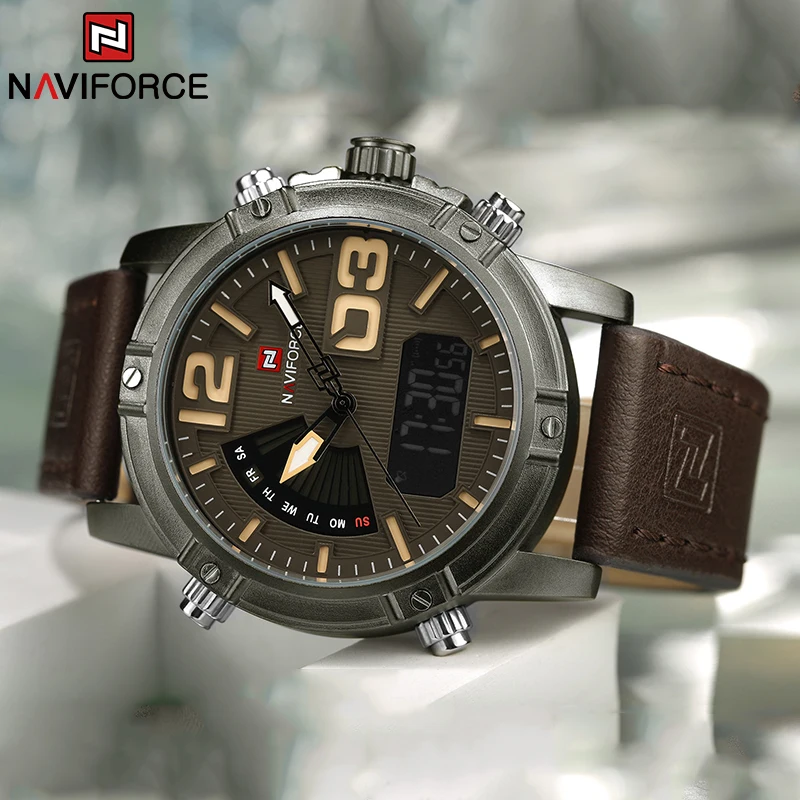 NAVIFORCE, reloj para hombre d - Leather Watch Band Men reseña y precio
