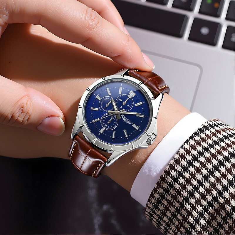 Reloj de Cuarzo Cronógrafo par - Leather Watch Band Men reseña y precio